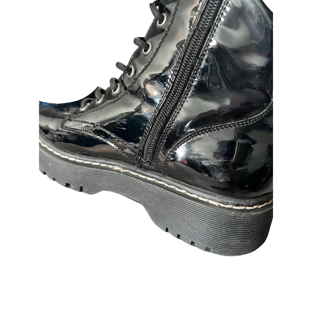 Sincerely Jules Harley Black Patent Platform Combat Boots Size 6.5 - Picture 7 of 11
